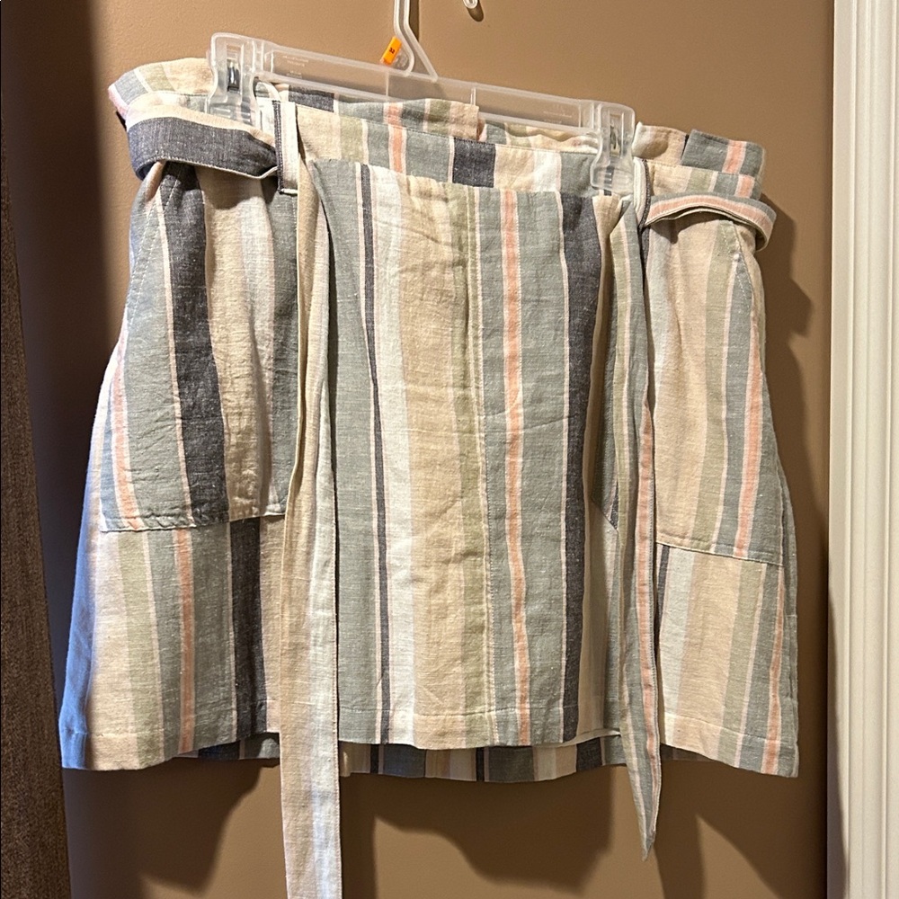 NWT American Eagle Striped Mini Skirt - Cream, Blue, Pink with Belt Size XL